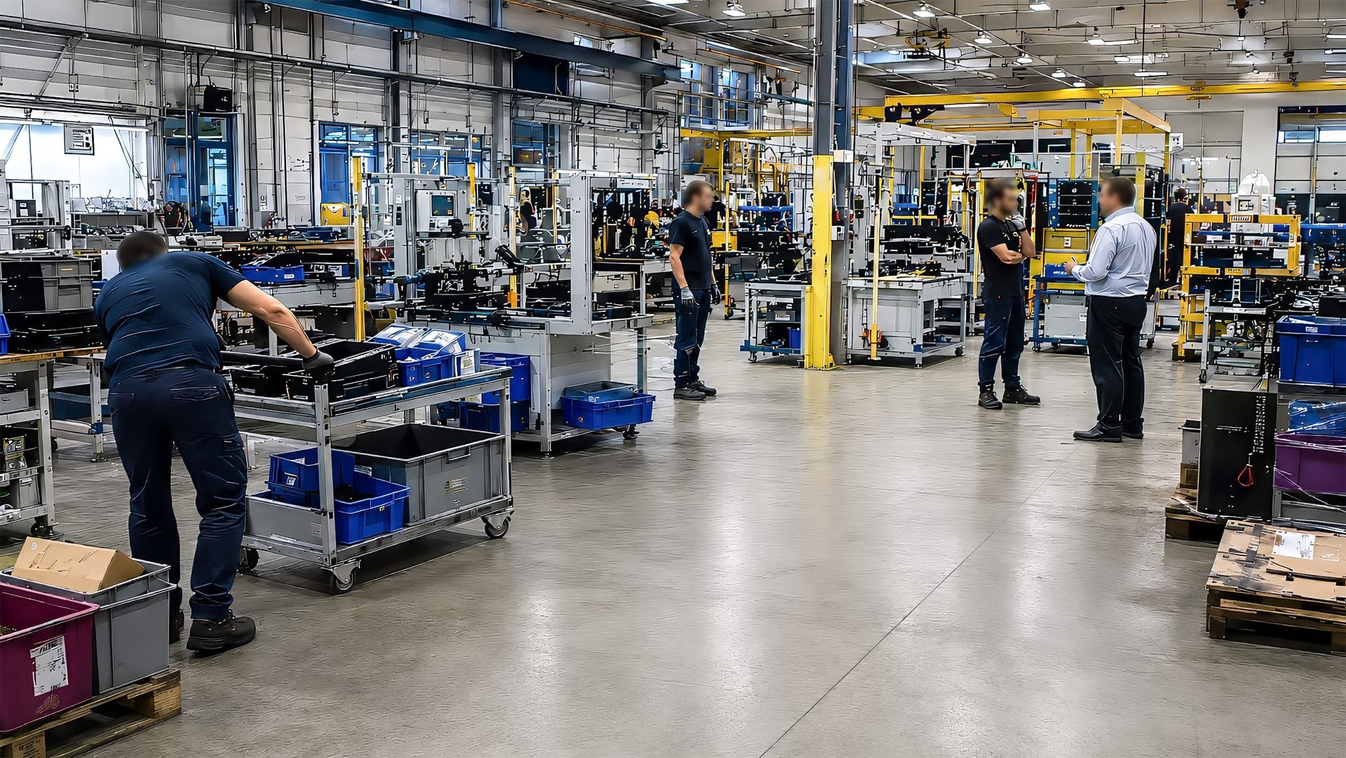 Atelier industriel avec mobilier fixe, frein à la reconfiguration
